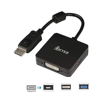 UKYEE DisplayPort to HDMI VGA DVI Adapter 3in1 Converter 1080P60Hz Male to Female Black