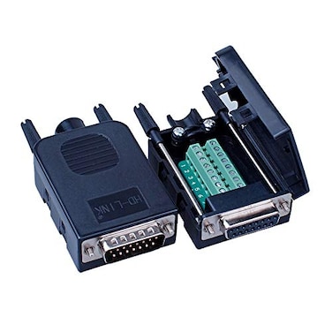 ANMBEST DB15 Solderless Serial to 15pin Port Terminal Adapter Connector Breakout Board with Case Long Bolts Nuts MaleFemale