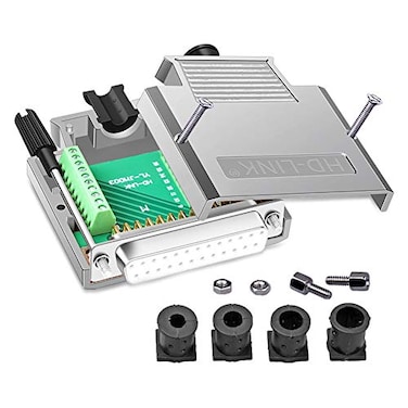 ANMBEST DB25 Breakout Connector Solderless Metal Shell RS232 DSUB Serial to 25Pin Port Terminal Female Adapter Connector Breakout Board with Case