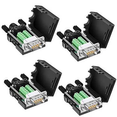 Dbilida DB9 Solderless Connector 4Male DB9 Breakout Connector RS232 DSUB Serial to 9pin Port Terminal with Case