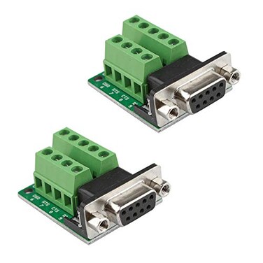 Futheda 2PCS DSUB DB9 RS232 Interface Breakout Board Connector 9 Pin 2 Row Female RS232 Serial Port Solderless Terminal Block Adapter with Positioning Nuts