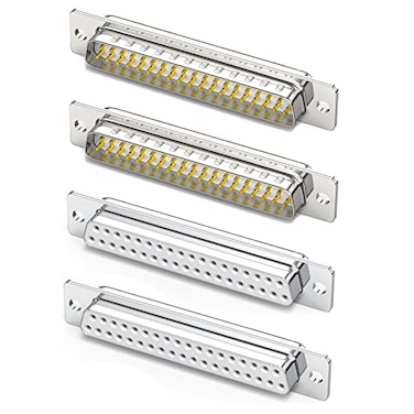 Jienk 4PCS DB37 RS232 Serial DSUB Solder Cup Connectors Gold Plated Joints RS232 Serial Port 37Pin D Sub CouplersMale x 2 Female x 2