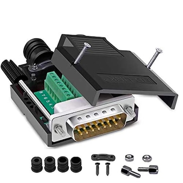 Jienk DB15 Solderless Male RS232 DSUB Serial Adapters 16mm thinner 15 Pin Port Terminal Solderfree Breakout Board Connector with Case Accessories