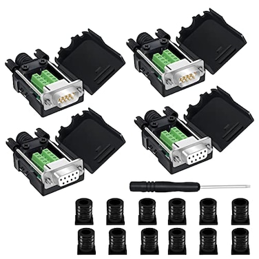 YIOVVOM DB9 Breakout ConnectorDB9 Solderless RS232 DSUB Male and Female Serial Adapters 9Pin Port White Adapter to Terminal Connector Signal Module with case Set of 4