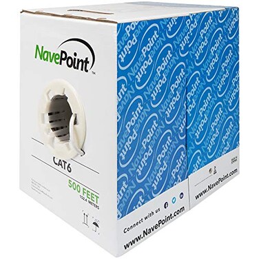 NavePoint CAT6 Ethernet Cable CCA Bulk CAT6 Cable 500ft Ethernet Cable 550MHz 23AWG 4 Pair Unshielded Twisted Pair UTP Solid Gray