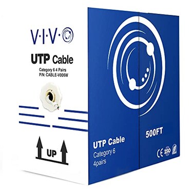 VIVO 500ft Bulk Cat6 Wire CCA Ethernet Cable 23 AWG UTP Pull Box LAN Network White CABLEV006W