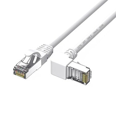 JUXINICE 90 Degree CAT6 Ethernet CableUp Angle Cat 6 Network CableRight Angle RJ45 Cat6 gigabit Internet Cable for PC Router Modem Xbox PS4 PS3White UP Angle 30FT