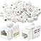 Hoteam 100 Pcs Cat6 Keystone Jacks Rj45 Ethernet Modular Coupler Punch Down Insert 90Degree UTP Connector for Wall Plate Panel and Surface Mount Box White