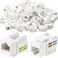 Hoteam 100 Pcs Cat6 Keystone Jacks Rj45 Ethernet Modular Coupler Punch Down Insert 90Degree UTP Connector for Wall Plate Panel and Surface Mount Box White