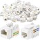 Hoteam 100 Pcs Cat6 Keystone Jacks Rj45 Ethernet Modular Coupler Punch Down Insert 90Degree UTP Connector for Wall Plate Panel and Surface Mount Box White