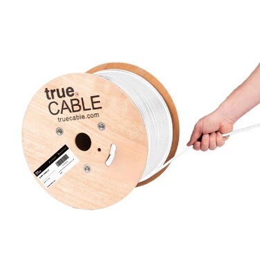 TRUE CABLE Cat6 Outdoor Bulk Ethernet Cable Unshielded 1000ft White UV Resistant OSP Jacket 23AWG Solid Bare Copper 550MHz PoE 4PPoE