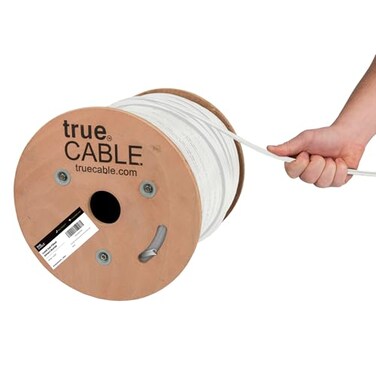 TRUE CABLE Cat6 Direct Burial Bulk Ethernet Gel Filled Unshielded 500ft White Outdoor OSP Jacket Waterproof UV Resistant 23AWG Solid Bare Copper 550MHz PoE 4PPoE