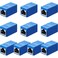 Frienda 10 Pieces RJ45 Coupler Ethernet Extension Adapter Network Connector for Cat7Cat6Cat5eCat5 Ethernet Network Cable Coupler Female to Female Blue
