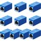 Frienda 10 Pieces RJ45 Coupler Ethernet Extension Adapter Network Connector for Cat7Cat6Cat5eCat5 Ethernet Network Cable Coupler Female to Female Blue
