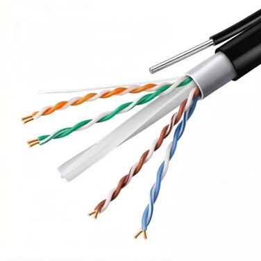NTZNDZ 325ft Bulk Ethernet Cable Cat6 Outdoor Waterproof Ethernet Cable with Messenger Pure Copper Double JacketsPVCLLDPE UTP 23AWG POE Weatherproof UV Resistant Ideal for Outdoor Networking
