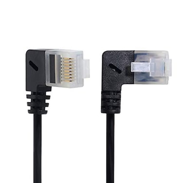 cablecc Cablecc Ultra Slim Cat6 Ethernet Cable RJ45 Left to Right Angled 25cm UTP Network Cable Patch Cord 90 Degree Cat6a LAN for Laptop Router TV Box