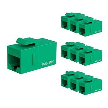 iwillink 10Pack Female to Female Cat6 Keystone Jack UTP Coupler Green