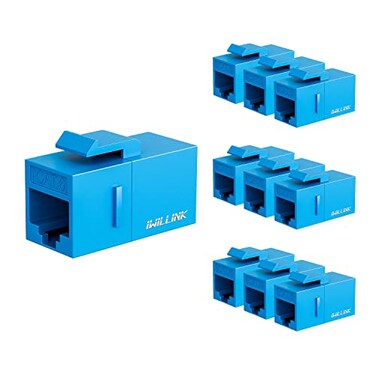 iwillink RJ45 Cat6 Keystone Coupler 10Pack Female to Female Cat6 Keystone Jack UTP Keystone Coupler Insert Blue
