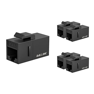 iwillink RJ45 Cat6 Keystone Coupler 5Pack Female to Female Cat6 Keystone Jack UTP Keystone Coupler Insert Black