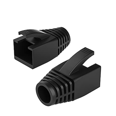 JODROAD 100Pack RJ45 Boot Cover Cat5 Cat6 Cat6A Ethernet Network Cable Strain Relief Boot Fits Overall Jacket Diameter 5565MM Ethernet Cable Hole Diameter 65mm Black