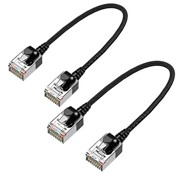 JUXINICE 2Pack CAT6a Ethernet Cable 15FT Thin CAT6 Network Cable10Gbps RJ45 Snagless Internet Cord UTP RJ45 Computer Network Cord for PC Mac LaptopPS5 PS4XboxBlack