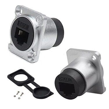 PENGLIN 2PCS RJ45 Panel Mount Connector DTypeShielded CAT6A65E5 Ethernet LAN Cable BulkheadWaterproof RJ45 Panel Mount Coupler with WaterDustproof Cap