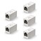 VCELINK RJ45 Coupler Shielded Ethernet Cable Extender CAT6CAT5ECAT5 Inline Coupler PoE Female to Female Connector in Silver 5Pack