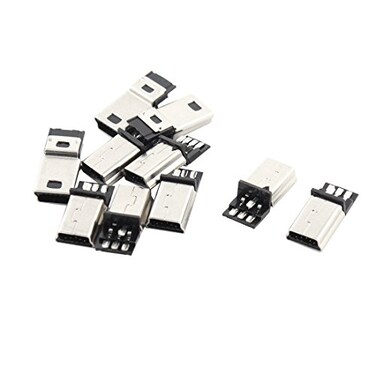 sourcing map uxcell 10 PCS Mini USB 5 Pin B Male Connector Port Solder Replacement