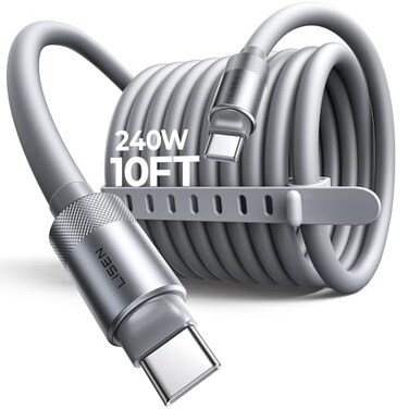 LISEN 10FT USB C Cable Fast Charging Chubby 240W Cable USB C to USB C Fast Charging Soft Silicone USBC to USBC Parallel Cable for iPhone 17 Pro Max 16 15 Air Samsung S25 Ultra MacBook Pro Air iPad