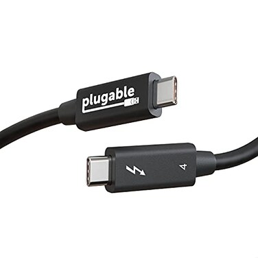 Plugable Thunderbolt 4 Cable Thunderbolt Certified 66ft USB4 Cable with 100W Charging Single 8K or Dual 4K Displays 40Gbps Data Transfer Compatible with Thunderbolt USB4 USBC Driverless