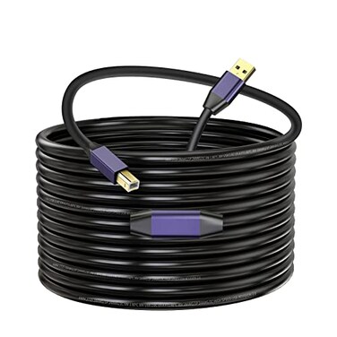 LDKCOK Active USB 20 Printer Cable 50ft AMale to BMale High Speed PrinterScannerRepeater Cable for HP Canon Epson Dell Samsung etc