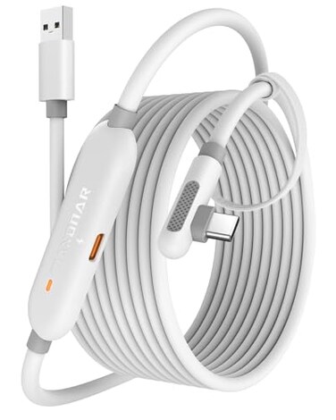 Maxonar VR Charging Link Cable 20FT NextGen Chip Compatible with Meta Quest 3SQuest 3Oculus Quest 2Pico 4 Accessories and PCSteamVR Awesome Gift5Gbps USB 30 to USB C CableWhite