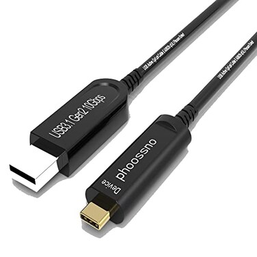phoossno UL CMP Plenum Rated USB A to C Fiber Optical 31 Cable 10Gbps 50FT Compatible with Microsoft Azure Logitech Camera AverVaddioBarco ClickShare Touch Screen Kinect Intel RealSense