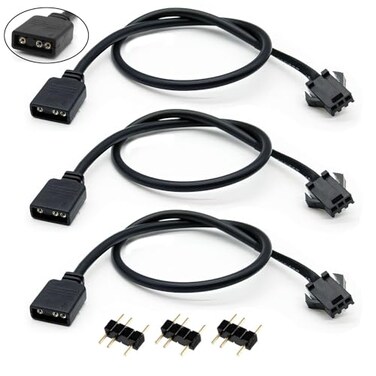 Jstincal ARGB Female Cable 1to1 ARGB Extension Cable 5V 3Pin Digital Addressable RGB Extension Cable ARGB PC Cables 118 Inches 3Pack