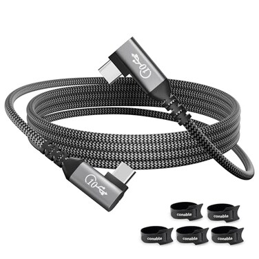 Conable 1FT USB C Cable 90 Degree USB C 31 Gen 2 Cable 4K Monitor Video Output 10Gbps High Speed Data Transfer 100W Fast Charging Compatible with iPhone 17 MacBook Dell XPS CarPlay Portable Monitor