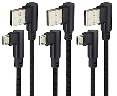AAOTOKK 6 Ft Right Angle Micro USB Cable 90 Degree USB 20 A Male to 20 USB Micro Male High Speed Fast Charging Cords for Samsung Galaxy S7 EdgeS7S6LGPower Bank Smartphones MoreBlack3Pack