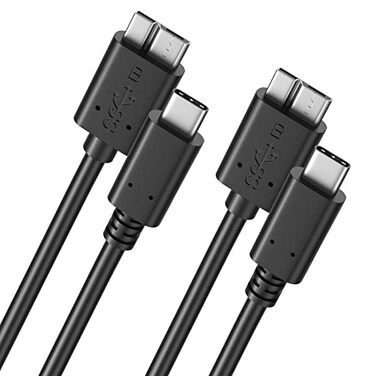 Besgoods Micro B to USB C Cable External Hard Drive Cord USB 31 Gen1 5Gbps Data Transfer Camera Replacement Cable Compatible with Seagate Toshiba WD LaCie Portable HDD 3ft2Pack