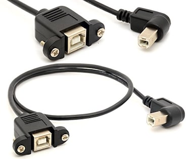 BSHTU Printer Extension Cable USB 20 B Adapter Male to Female Connections 90 Degree Socket Right Angled Scanner Cord with Screw Panel Mount 05m