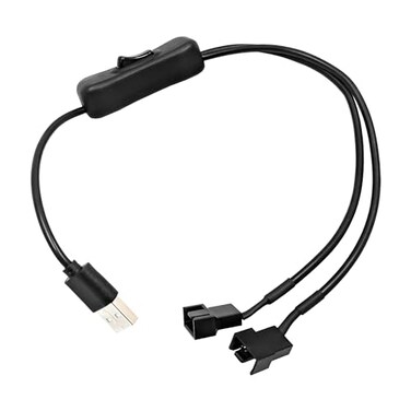 coolerguys 3pin or 4pin Fan OnOff Toggle Cable Adapter for USB or 3pin Power Source USB A to Dual Fan