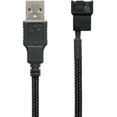 CRJ Electronics CRJ 5V USB PC Fan Power Adapter Cable 24inch 60cm Black Sleeved Silent Fan Speed Adapter for 3Pin 4Pin Computer Cooling Fans