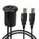 DAMAVO 2 Ports Dual Car USB Port 20 Male to Female USB Cable AUX Flush Mount YM1240 Car Mount Extension Cable with Buckle for Car Truck Boat Motorcycle Dashboard Panel