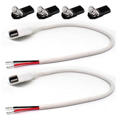 ELNONE 2PCS 20AWG USB Female Pigtail 2 WireWhite 03M1FT USB 20 Female 2 Pin Bare Wire Open End Extension Cable with 2 Pairs4PCS Double Wire Plug in Connector for DIY USB Pigtail Connection
