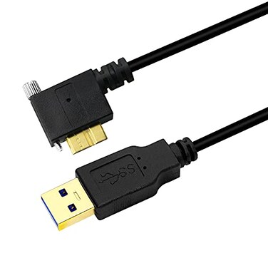 GINTOOYUN 3M USB 30 A Male to 90 Degree Micro B Male Cable with Locking Screws for Hard Drive Smartphone Tablet and PC