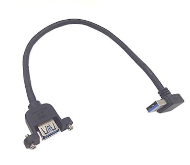 Halokny Panel Mount USB 30 Extension Cable1 ft30cm 90 Degree Up Angle USB 30 Type A Male to Type A Female with Screw Hole Panel Mount Adapter External Cable Up Angle