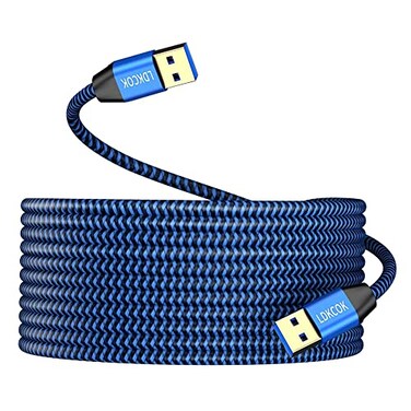 LDKCOK USB to USB Cable 15FT Durable Braided USB 30 Male to Male Type A to Type A Data Transfer Cable Compatible with Hard Drive Laptop DVD Player TV USB Hub Monitor Camera SetTop Box