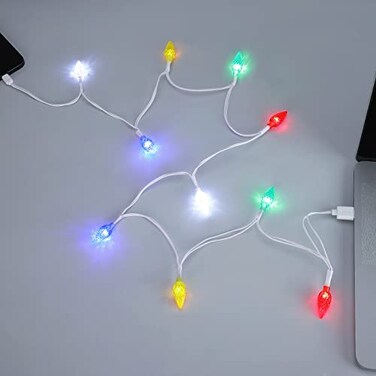 Pruvansay LED Christmas Light Phone Charger Cord USB Charging Cable Gift for Phone 14131211 ProXSXS MaxXRX8 Plus 87 Plus7s Plus6s65s5c5Pad with 10 Lights Christmas Decorations 1 White