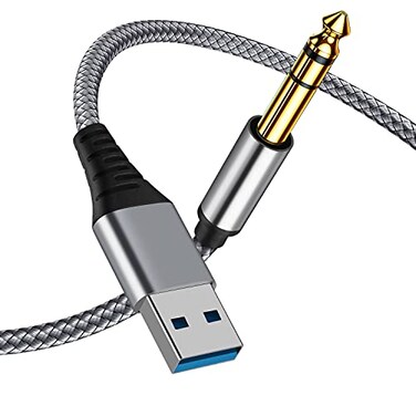 NCGGY USB to 635mm 14 inch TRS Audio Stereo Cable 66FTUSBA to 635mm Quarter inch Aux Jack Stereo Cable for Laptop WindowsAmplifier Mixer Home Theater Speaker ect