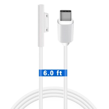 FASTELECTRIC USBC to Surface Pro Fast Charging Adapter White Typec Cable Requires 15V3A 45W PD USBC Charger for Microsoft Surface Pro 76543X Surface Go12 Surface Laptop 1234 Book Tablets