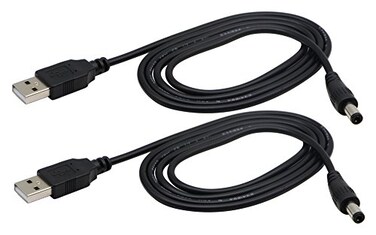zdyCGTime USB 20 A Male to DC 55x25mm Male Adapter Cable 5 Volt DC Barrel Power Jack Charging Cable for Tablet Electronic Dog Access Control Attendance 1M33ft DC55x25mm2packs