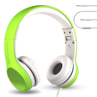LilGadgets Connect Style OnEar Kids Headphones with Microphone SharePort Technology SoftTouch Padding Detachable Cable Volume Limiting Durable Adjustable Green